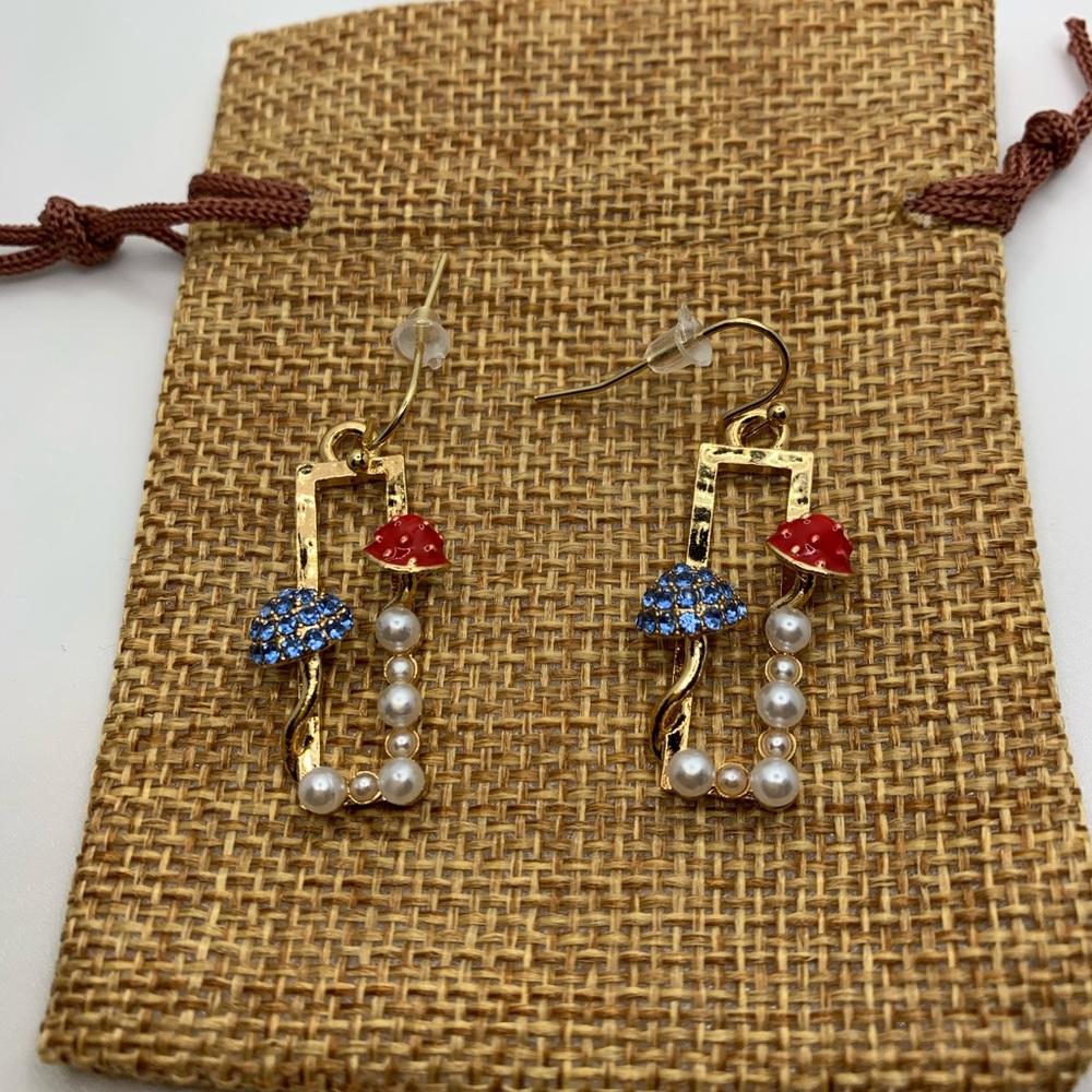 Brand New Gold Mushroom Earrings Gift for Girlfriend Gift for Daughter
